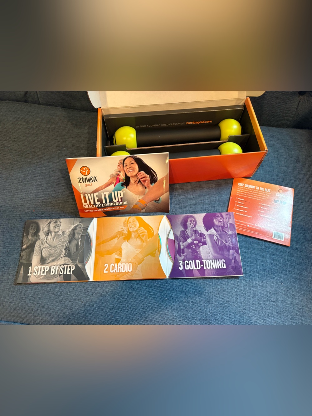 Zumba Fitness Neon Green Toning Sticks with Live It Up Guide